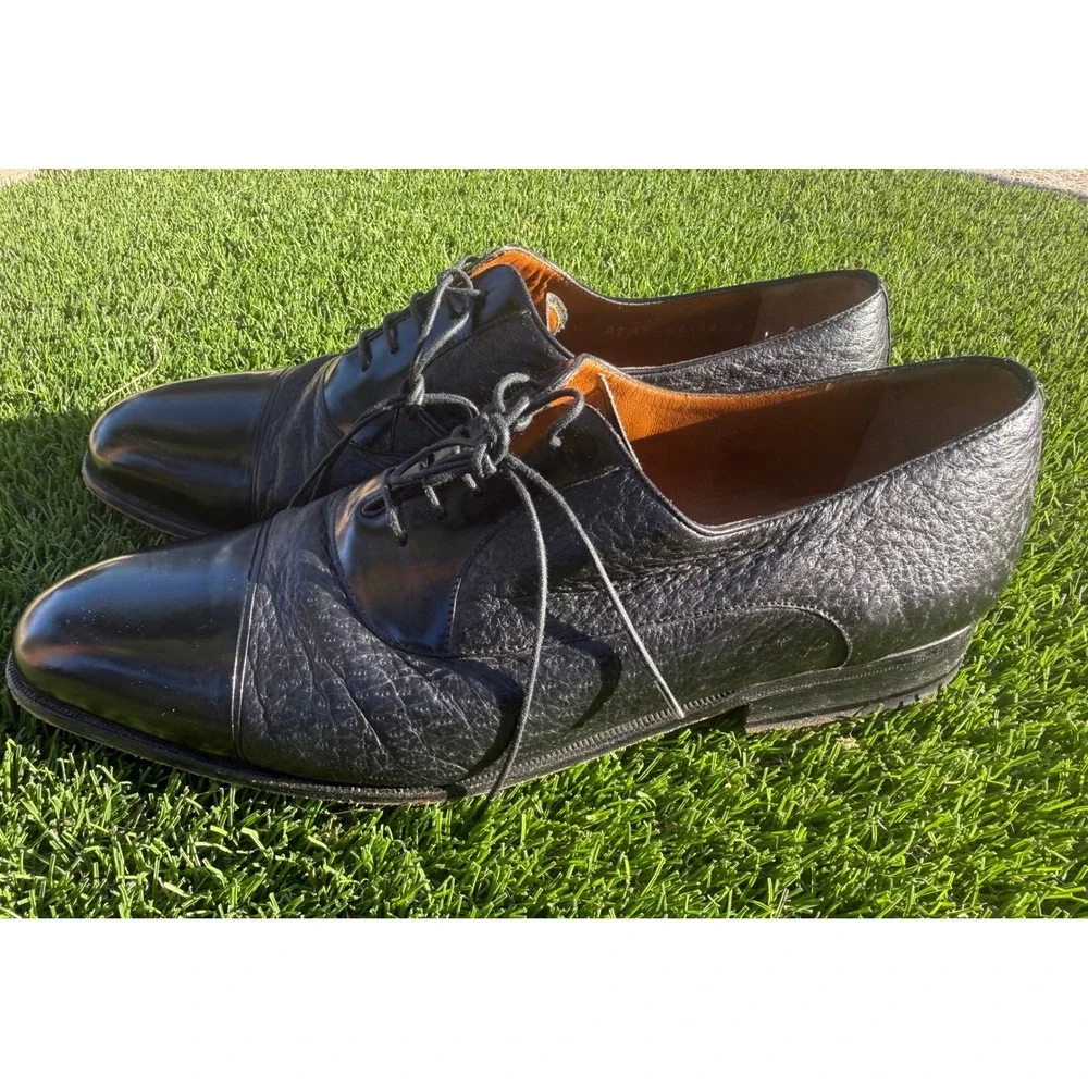 Moreschi Abano Soft Peccary Calf Skin Leather Cap Toe Lace Up Shoes Mens 13 US
